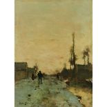 Jan (Johan) Hendrik Weissenbruch (1824-1903), FIGURES BY THE CANAL, 1894, Oil on canvas; signed and