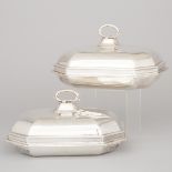 Pair of George III Silver Covered Entrée Dishes, Richard Cooke, London, 1799, length 11.4 in — 29 cm