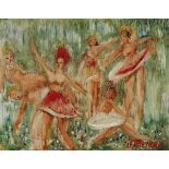 Janis Ferdinands Tidemanis (1897-1964), BALLET DANCERS, 1955, Oil on masonite board; signed lower ri