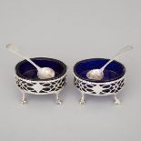 Pair of George III Silver Oval Salt Cellars, Francis Spilsbury II, London, 1769, length 3.1 in — 7.8