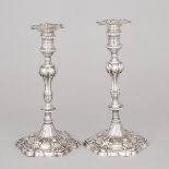 Pair of George III Silver Table Candlesticks, Ebenezer Coker, London, 1767, largest height 11 in — 2