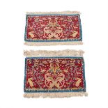 Pair of Ispahan Mats, Persian, mid 20th century, 1 ft 7 ins X 2 ft 7 ins — 0.5 m X 0.8 m; 1 ft 7 ins