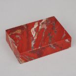 Red Feldspar Stone Dresser Box, 20th century, 1.5 x 6 x 4.1 in — 3.8 x 15.2 x 10.5 cm
