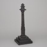 Indian Basalt Model of a Column Monument, 19th/early 20th century, height 21.5 in — 54.6 cm