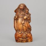 Continental Marine Ivory Group of the Virgin and Child, 16th/17th century, height 3.25 in — 8.3 cm