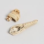 Two Ivory Carved Rat Netsuke, Meiji Period, 明治時期 牙雕鼠根付一組兩件, largest length 3.4 in — 8.6 cm (2 Pieces