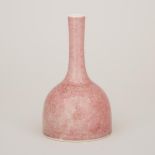 A Pale Peachbloom-Glazed Mallet-Shaped Vase, Guangxu Mark, 豇豆紅釉搖鈴尊 「大清光緒年製」雙行六字楷書款, height 7.5 in —
