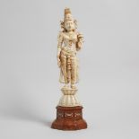 A Large Indian Ivory Carved Figure of Goddess, Mid-20th Century, 二十世紀中期 印度 女神立像, height 21.9 in — 55