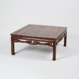 A Rosewood Carved Square 'Kang' Table, 花梨雕如意紋炕几, 17 x 36.3 x 36.3 in — 43.2 x 92.3 x 92.3 cm