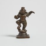 A Small Bronze Figure of Dancing Krishna, India, 印度 銅舞黑天小像, height 2.6 in — 6.6 cm
