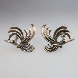 Pair Of Antonio Pineda Mexican 970 Grade Silver Screwback Earrings, each formed as a stylized bird w