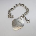 Tiffany & Co. Sterling Silver Circular Link Bracelet With Heart-Shaped Tag