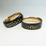 2 Austro-Hungarian 800 Grade Silver Gilt Hinged Bangles, each decorated with halved pearls in a foli