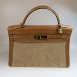 Hermes Kelly Top Handle Tan Leather Bag, 32 cm.; date letter 'G' for 1951