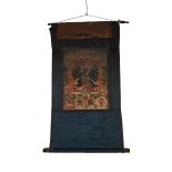 A Black Ground Thangka of Yama, Qing Dynasty, 清 黑閻羅王唐卡, image 14.8 x 10.6 in — 37.5 x 27 cm