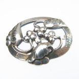 Georg Jensen Danish Oval Sterling Silver Brooch, #101