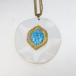 Anton Michelsen/Royal Copenhagen Danish Ceramic Pendant, with a silver gilt mount; suspended on a me