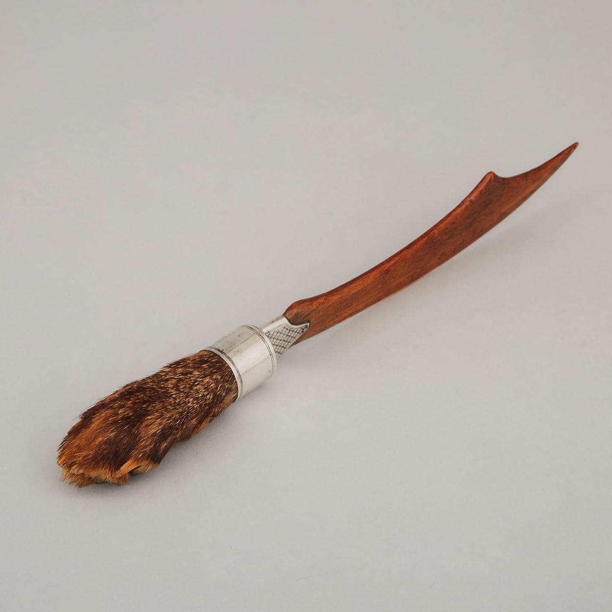 Victorian Silver Mounted Fox's Foot Paper Knife, probably Scottish, 19th century, length 11 in — 28 - Image 2 of 2