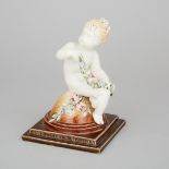 Choisy le Roi Figure of Seated Child, Louis Carrier Belleuse, late 19th century, height 7.5 in — 19