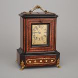 Napoleon III Kingwood Banded Burl Walnut and Ebonized Table Clock, Duverdry & Bloquel, Paris, c.190