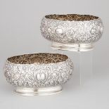 Pair of Victorian Silver Repoussé Oval Bowls, Horace Woodward & Co., London, 1890, length 7.9 in — 2