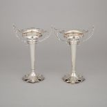 Pair of Edwardian Silver Two-Handled Vases, Elkington & Co., Birmingham, 1907, height 10 in — 25.5 c
