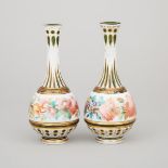 Pair of Bohemian Overlaid, Enameled and Gilt Green Glass Vases, late 19th century, height 6.6 in — 1