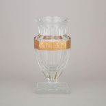 Moser Etched and Gilt Cut Glass Vase, 20th century, height 12.9 in — 32.7 cm