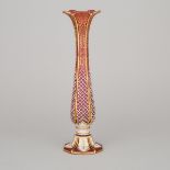 Bohemian Overlaid, Enameled and Gilt Red Glass Vase, late 19th century, height 12.3 in — 31.2 cm