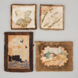 Four Grenfell Labrador Industries Small Hooked Mats/Coasters, c.1930, largest 4.5 x 5.5 in — 11.4 x
