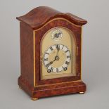 French Miniature Burl Walnut Quarter Striking Bracket Clock, 19th century, height 6.5 in — 16.5 cm