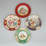 Four Continental Porcelain Cabinet Plates, c.1900, largest diameter 9.4 in — 24 cm (4 Pieces)