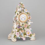 'Meissen' Flower-Encrusted Mantel Clock, 19th century, height 19.7 in — 50 cm