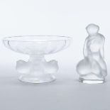 'Nogent', Lalique Moulded and Partly Frosted Glass Bowl and a Model of Leda and the Swan, post-1945,