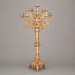 Large Neo-Gothic Gilt Bronze Candelabra, early 20th century, height 33.5 in — 85.1 cm