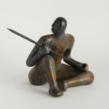 Manuel Felguérez (Mexican, b.1928), HUNTER SEATED WITH SPEAR, height 13.6 in — 34.5 cm