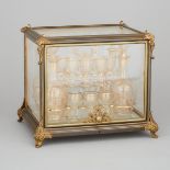 Napoleon III Glass Panelled Ormolu Tantalus, c.1870, 11.75 x 13.4 x 11 in — 29.8 x 34 x 27.9 cm