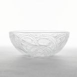 'Pinsons', Lalique Moulded and Partly Frosted Glass Bowl, post-1945, height 3.7 in — 9.3 cm, diamete
