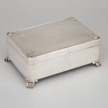 English Silver Rectangular Cigar Box, Birmingham, 1936, 3.7 x 9.8 x 6.7 in — 9.5 x 25 x 17 cm