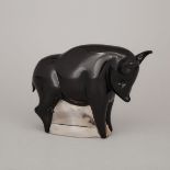 Archimide Seguso Glass Black Bull, late 20th century, height 7.5 in — 19 cm