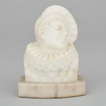 Josef Lorenzl for Goldscheider Small Marble Bust of a Pierrot, Vienna, 1926, height 3.5 in — 9 cm