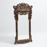 Queen Anne Style Chinoiserie Lacquered Mirror, mid 20th century, 51.4 x 25 in — 130.5 x 63.5 cm