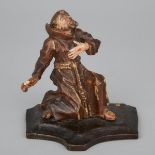 Continental Carved and Polychromed Figure of St. Francis, early 19th century, height 5.4 in — 13.8 c