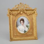 French School Portrait Miniature of Marie Louise, Duchess of Parma, Empress of the French, early 20t