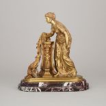 French School Gilt Bronze figure of a Classical Woman, 19th century, height 16 in — 40.6 cm