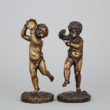 Pair of French Bronze Figures of Cherubic Musicians, 19th century, height 9 in — 22.9 cm