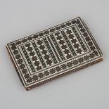 Anglo-Indian Silver, Bone, Turquoise and Ebony Micro Mosaic Inlaid Card and Stamp Case, early 20th c