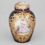 'Sèvres' Blue and Gilt Ground Tea Canister, late 19th century, height 4.8 in — 12.2 cm