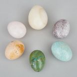 Six Hardstone Eggs, 20th century, largest height 2.75 in — 7 cm (6 Pieces)