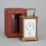 French Carriage Clock with Alarm, c.1900, case height 5.75 in — 14.6 cm